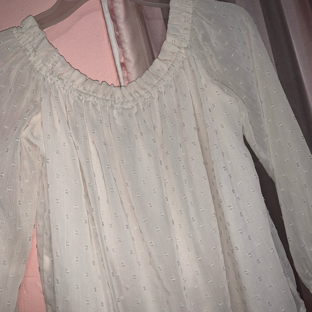 White Off the Shoulder Shirt.